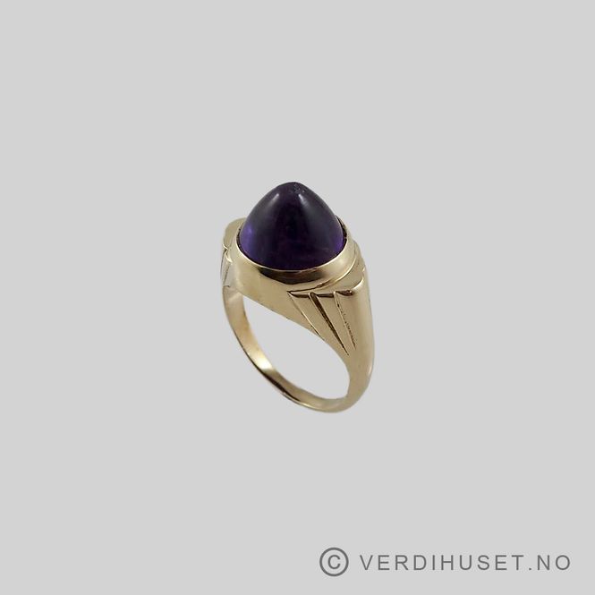 Hovedbilde Ring i 14 K gull med lilla sten