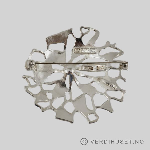 Hovedbilde Stor brosje/anheng i sølv med rød og gul emalje - ...