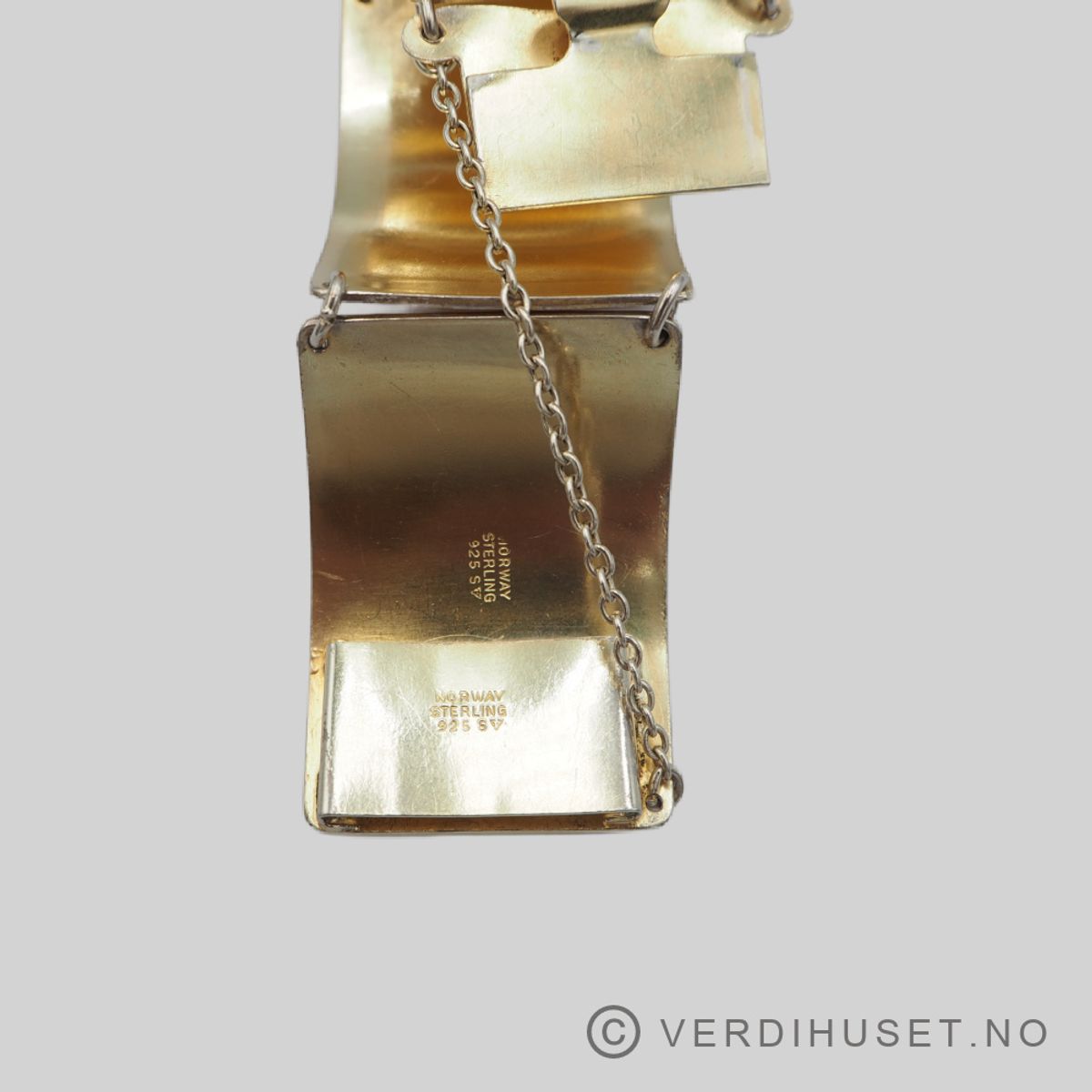 Bredt armbånd i forgylt sølv med gul emalje - Finn Jensen