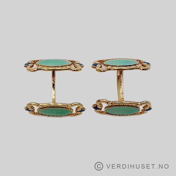 Hovedbilde Mansjettknapper i forgylt sølv med emalje
